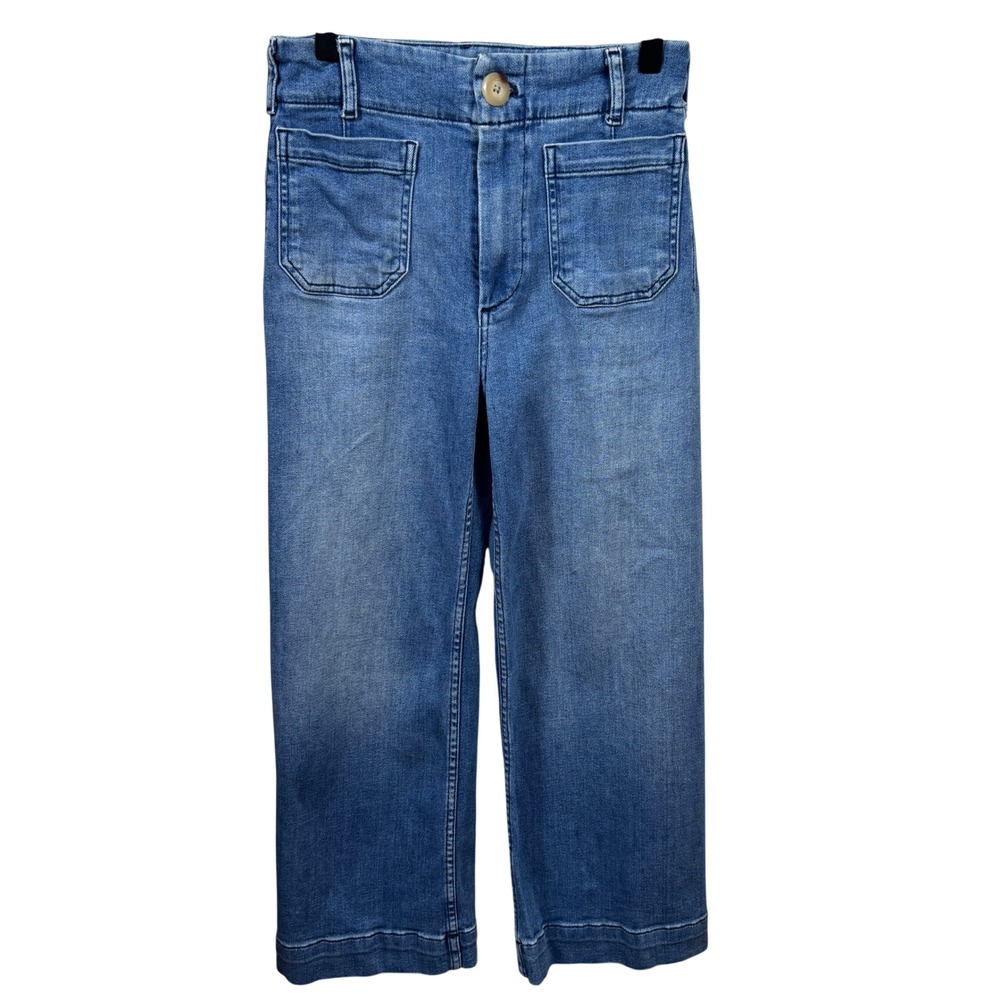 Maeve by Anthropologie The Colette High Rise Wide Leg Cropped Jeans Womens 25